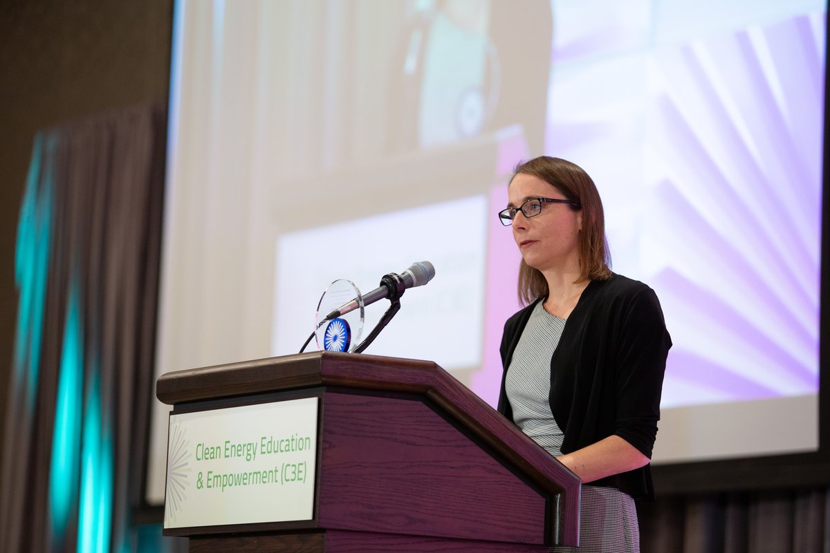 C3E_Energy's tweet photo. Photo of the week: #Education awardee @vjkarplus of @mitenergy at the 2019 U.S. C3E Women in #CleanEnergy Symposium at @TAMUEnergyInst. #C3Ewomen Photo: Kelley Travers https://t.co/jFwnIV4Eg9