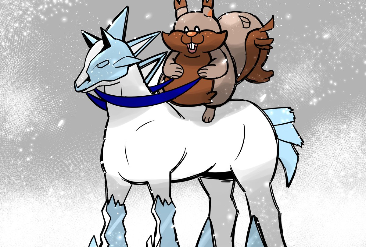 pokemon (creature) no humans riding riding pokemon reins saddle snowing  illustration images