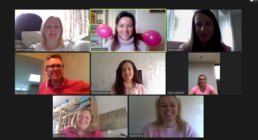 HiggsLLP's tweet photo. An estimated 600,000 people are living with a breast cancer diagnosis in the UK.

#October is #BreastCancerAwarenessMonth and during a meeting this morning our clinical negligence and personal injury team wore pink to help raise awareness for @BreastCancerNow 

#wearitpink https://t.co/MvKSHaEXoa