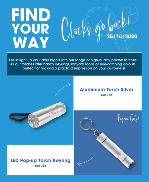 ProductSourcePS's tweet photo. Find your way in the dark this #daylightsavings with #branded torches!

Get in touch with your preferred #promo product distributor for more information!

#promomerch #branding https://t.co/IkkwAhrjf1