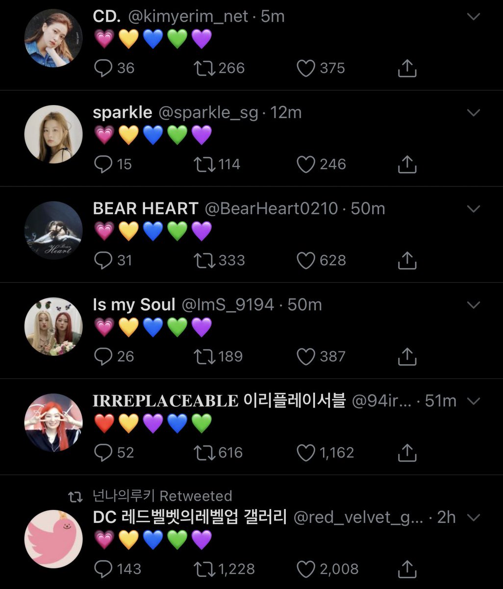 everyyeriworld's tweet photo. 💗💛💙💚💜 https://t.co/z4AYSkSpOL