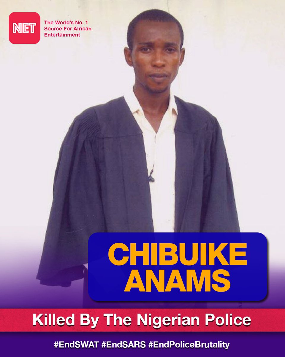 Chibuike Anams, 23, was shot dead by the Police at a guest house in Rivers State on 24, July 2009. Rest in peace. #EndSARS  
