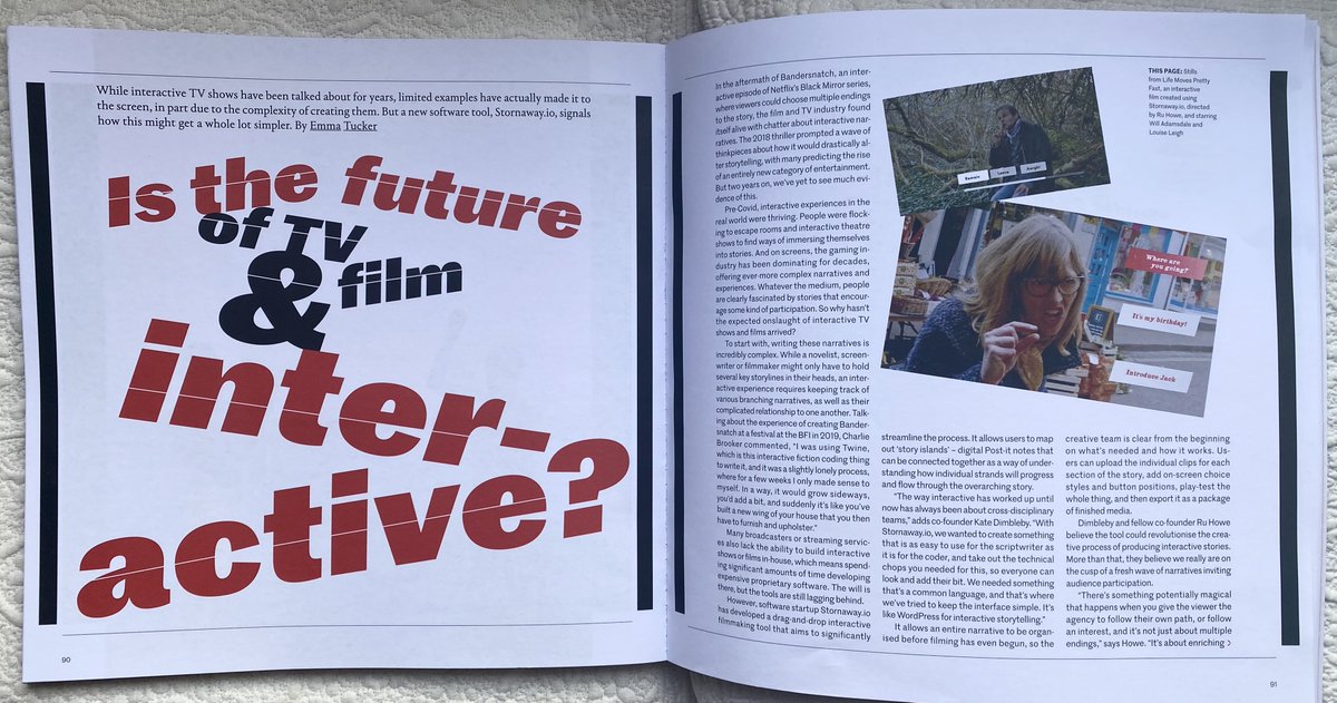 Stornaway_io's tweet photo. "It's like Wordpress for interactive storytelling" Thank you @emmatucker & @CreativeReview for a fantastic 4 page feature on how we are helping to unlock interactive video storytelling with @ruperthowe and @tywilliam14 and a great snap of you @speshmagiclady!
#interactivefilms https://t.co/0s0M3N8KMg