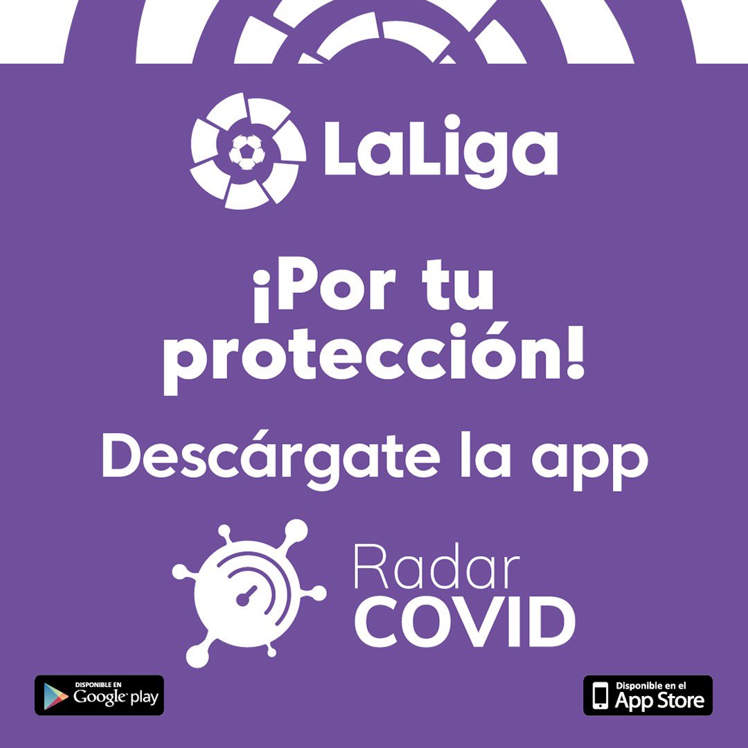¡Usa #RadarCOVID para protegerte y protegernos contra el #COVID19! 
 
📲 Android: bit.ly/32FHfby 
📲 iOS: apple.co/3gOH56T 
 
#LaLigaRadarCOVID