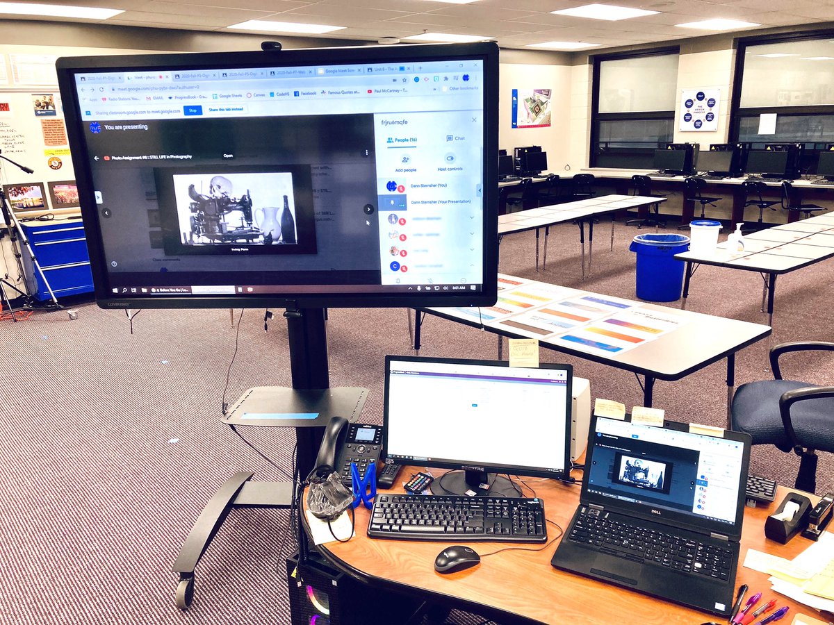 CMDigitalSTEAM's tweet photo. Mr. Sternsher’s Digital Photography 1 class had 100% attendance and participation for the first day of remote learning. The temporary switch to remote learning is due to the number of students quarantined because of exposure to Covid19. 
@PrincipalCMHS 
#fuelthepositive https://t.co/faEnkHeOS6