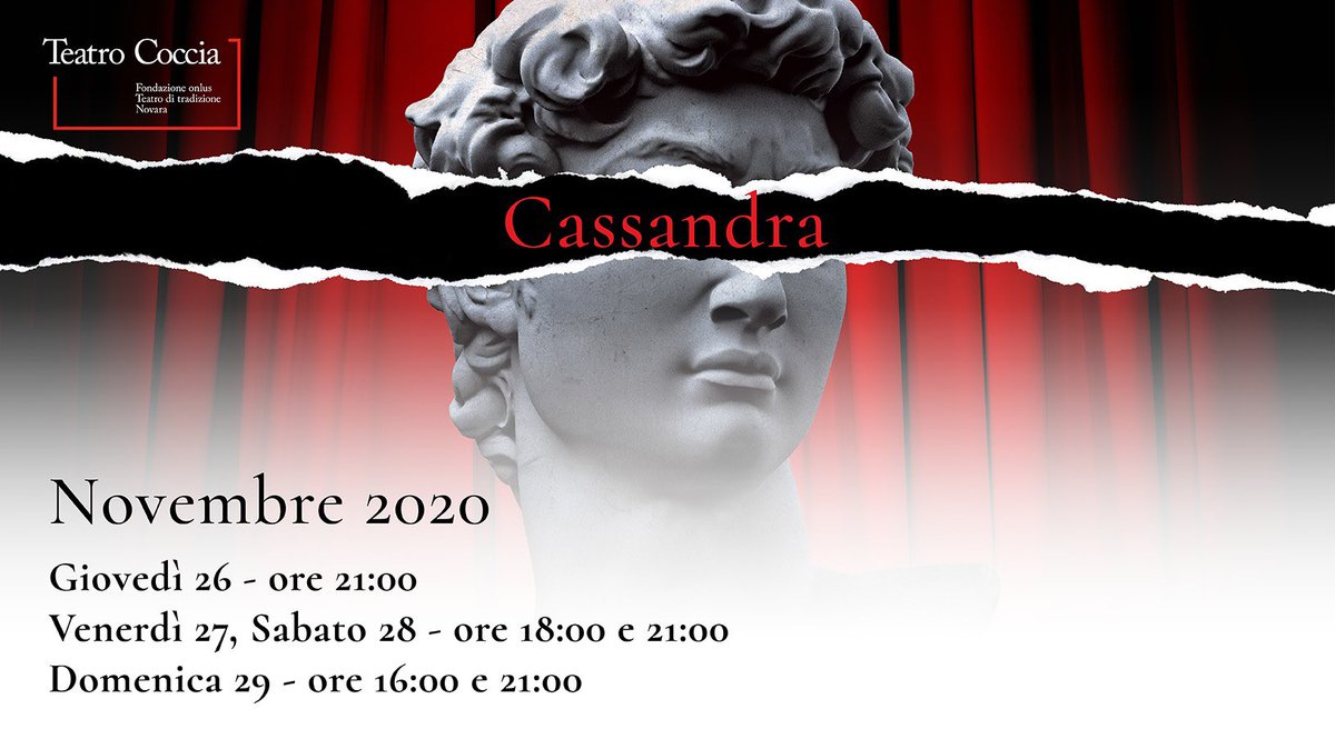 giuliadiomede's tweet photo. Save the date! @marcopodda 
@TeatroCoccia #cassandra https://t.co/kHcrYvcWNh