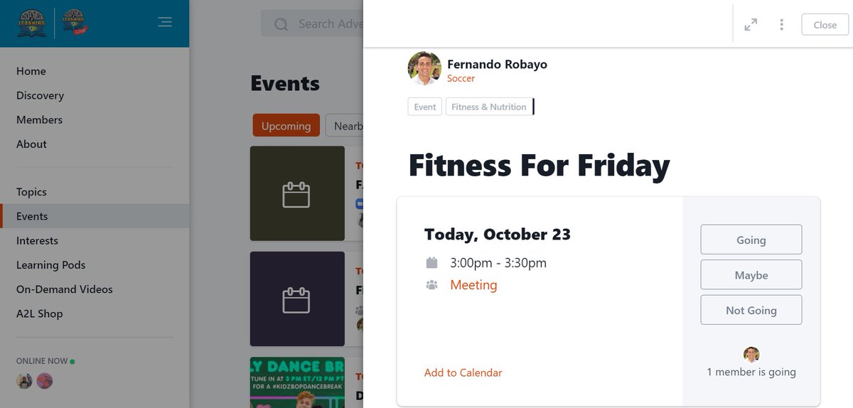 adventure2learn's tweet image. Ready for today&apos;s &quot;Fitness for Friday&quot;? Join Mr. Robayo for a fitness &amp;amp; nutrition event today at 3:00 PM EST. Don&apos;t forget your yoga mats &amp;gt;&amp;gt;&amp;gt; bit.ly/3kqTuAy #adventure2learning #virtualeducation #liveinstruction #curriculumneeds #fitnesseducation #nutrition #yoga