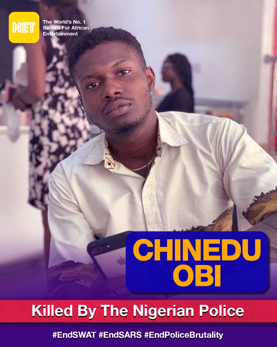 Chinedu Obi aka Zinquest, an up and coming artiste, was gunned down by policemen on July 19, 2019, in Ogun State while he was protesting his arrest. Rest in power. #EndSARS  