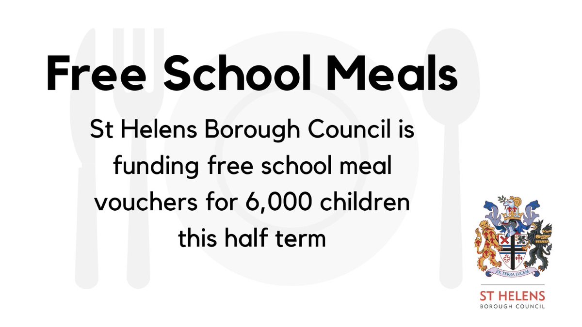 St Helens Borough Council will not allow children to go hungry this October half-term.

The council is providing vouchers for children entitled to free school meals.

🌈#StHelensTogether❤️

sthelens.gov.uk/news/2020/octo…