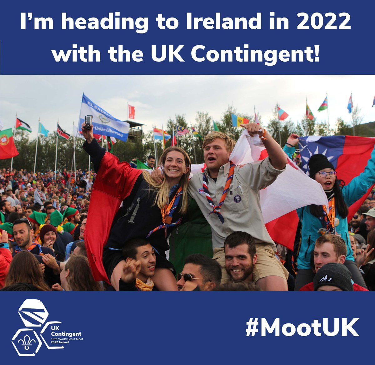Super excited to be heading to the World Scout Moot in Ireland in 2022! Looks like it's gonna be an awesome time and can't wait for my first moot! <a href="/UKContingent/">UK Contingent 🇬🇧⚜️</a> <a href="/axescouts/">Axe Scouts</a> #MootUK