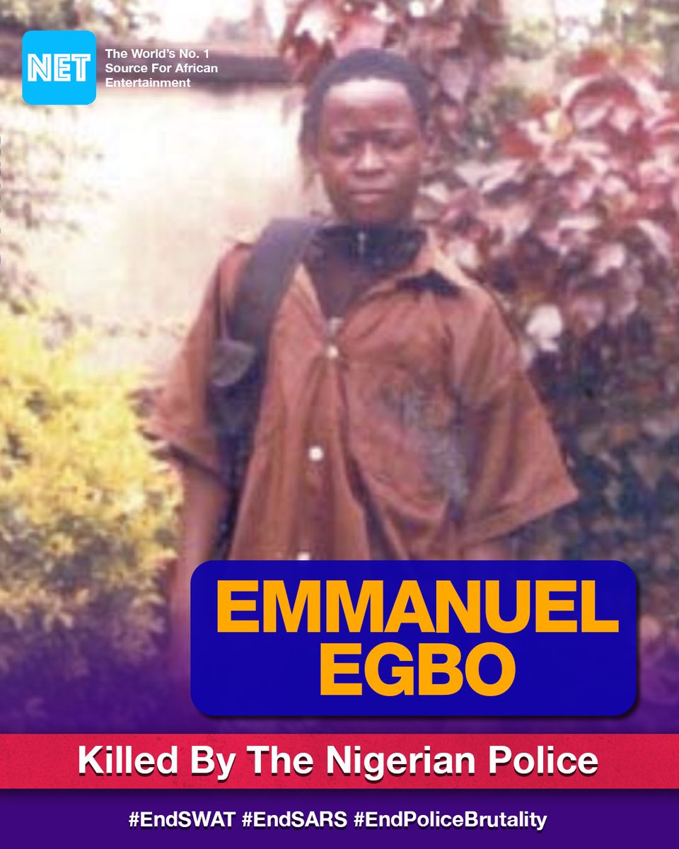 Emmanuel Egbo, 15, was shot dead in front of his uncle’s house in Enugu in September 2008. The Police claimed he was an armed robber. Rest in peace #EndSARS  