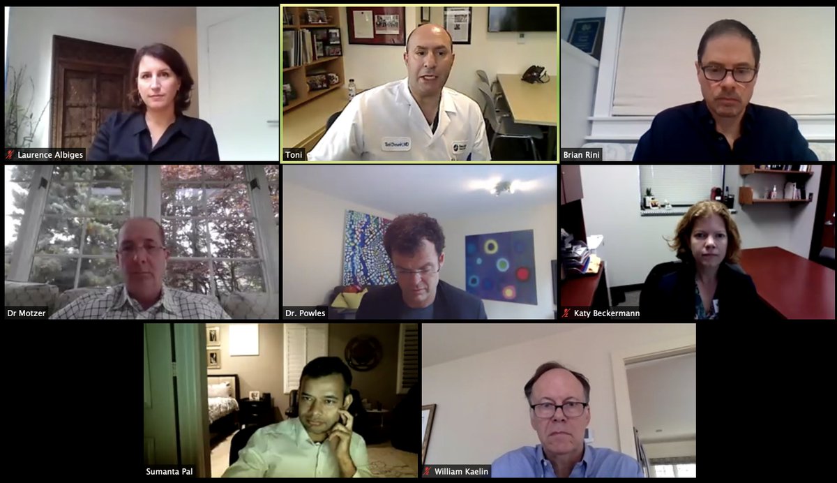 gcelinehan's tweet photo. Exciting discussion with key leaders of RCC at #KCRS20!
@AlbigesL @DrChoueiri @brian_rini @motzermd @tompowles1 @katy_beckermann @montypal @kaelin_lab
#KCRS20 @kidneycan #CancerResearch https://t.co/84FmXRt2OX