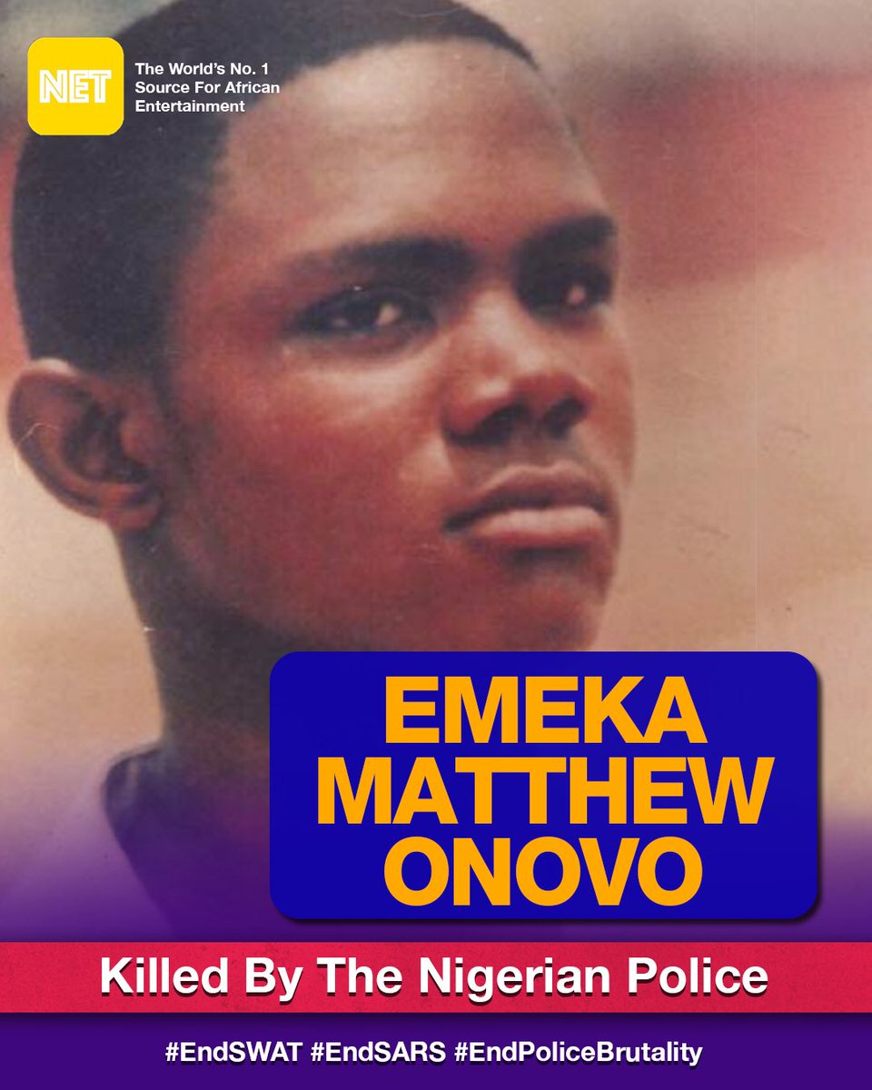 Emeka Matthew Onovo, 22, was killed in a police shootout near his house in Enugu on July 4, 2008. The police claimed that Emeka was an armed robber. The case was not investigated and no one was held accountable for his death.Rest in peace #EndSARS  