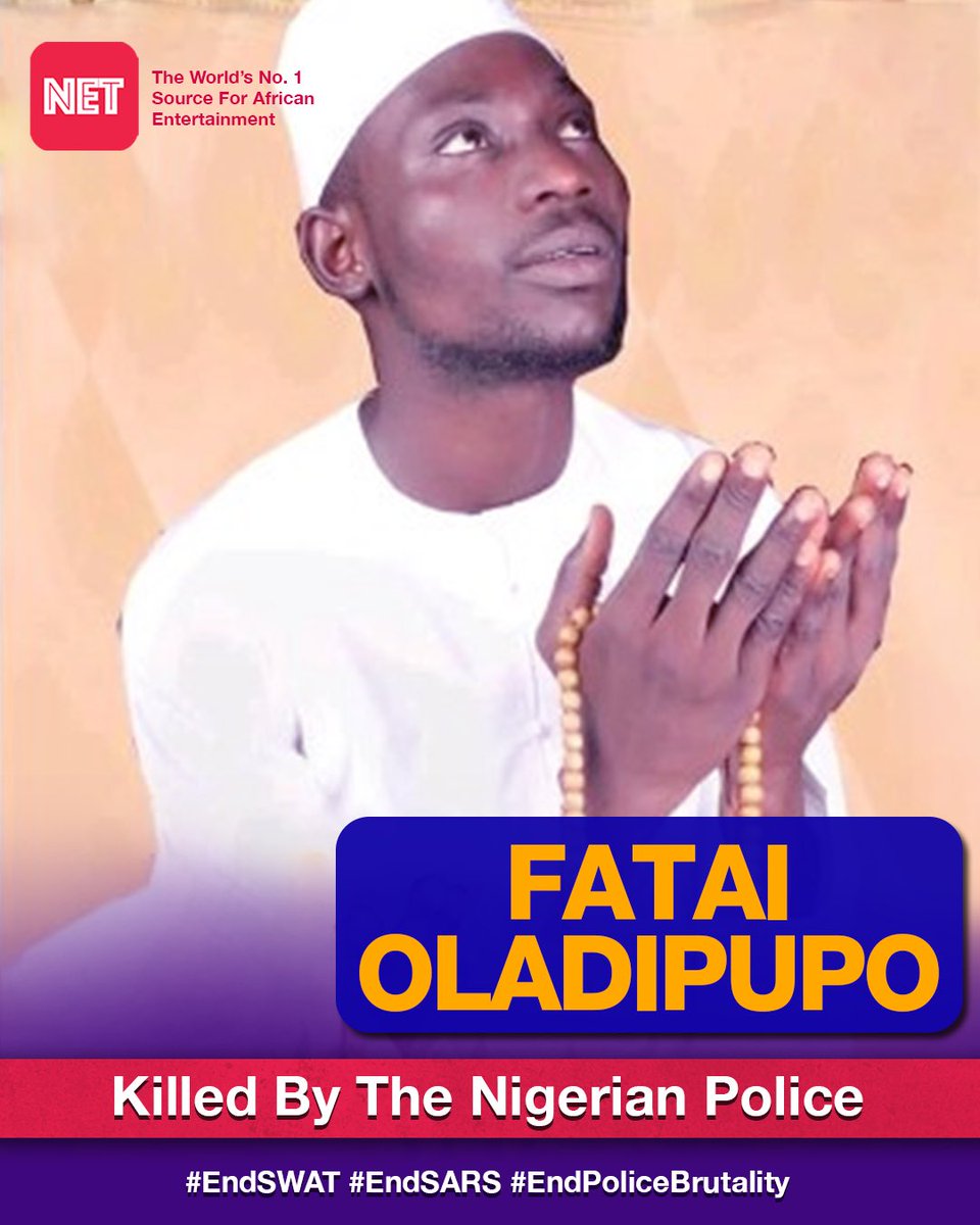 Fatai Oladipupo, a 28-year-old Muslim cleric, was shot dead on Wednesday, May 20, 2020, by Police Inspector Charles Okoro in Igando, Lagos.Rest in peace. #EndSARS  