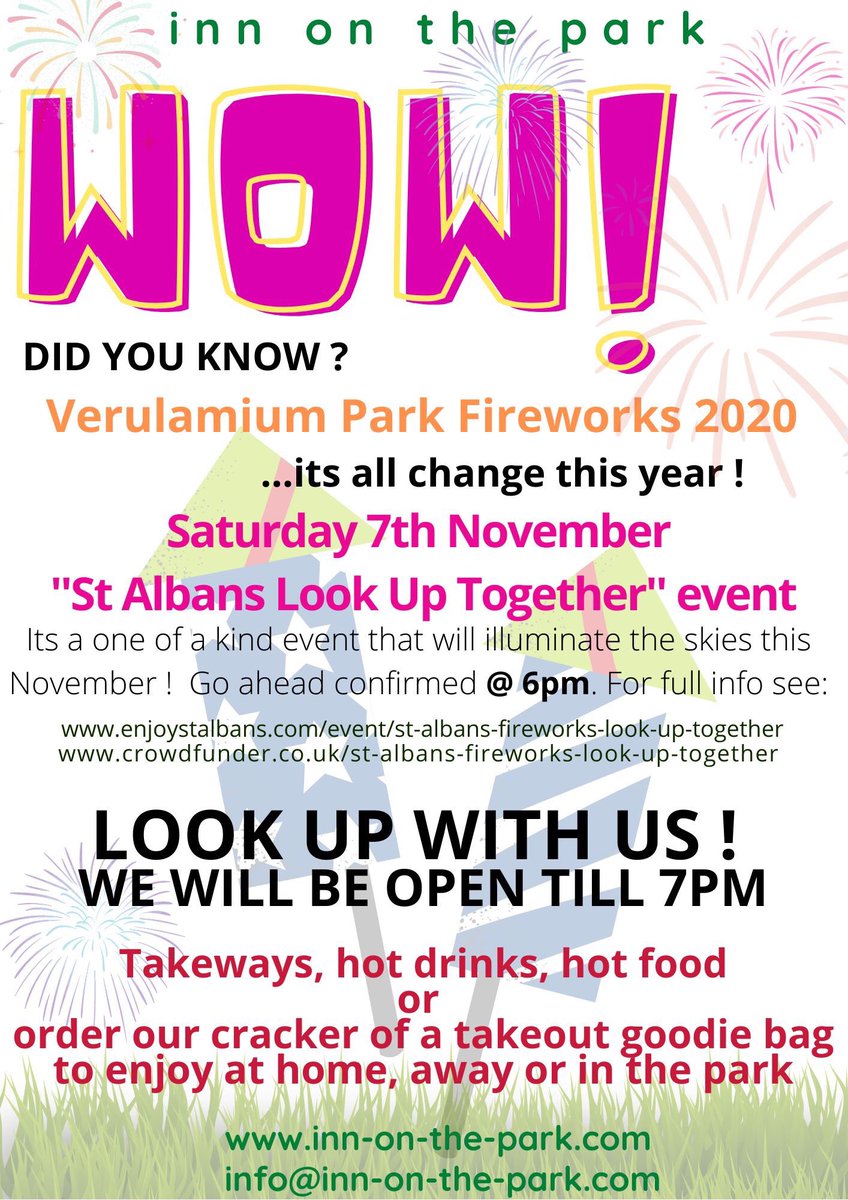 A little different for #guyfawkes this year but we will be open for #hotchocolate #chilli &amp; freshair #stalbans #lookuptogether #fireworks