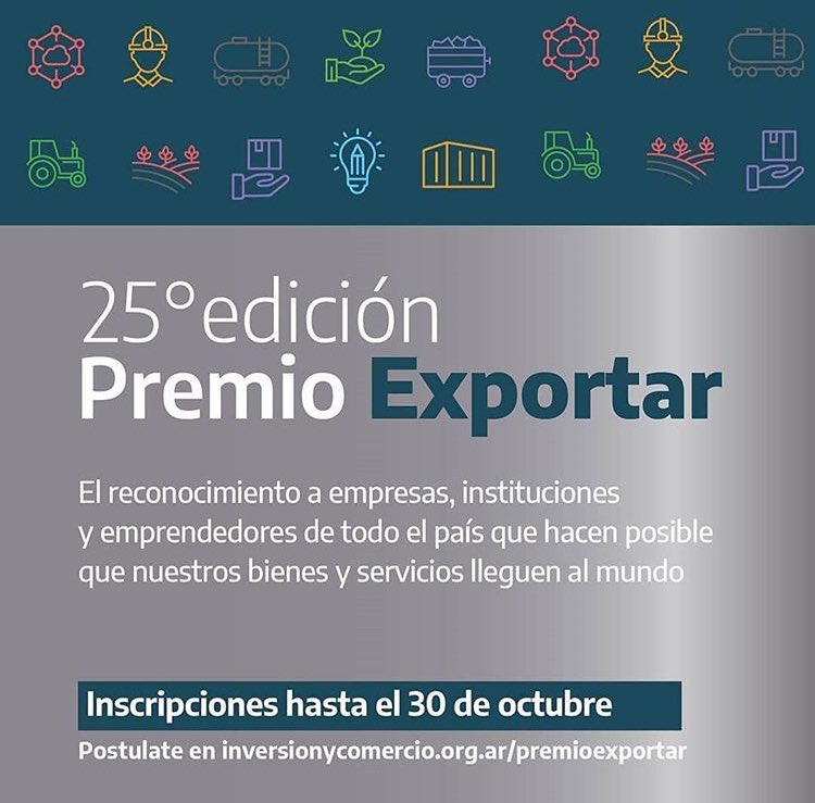 ARGenesp's tweet photo. 🏆25º Premio Exportar 

➡️ Inscripciones abiertas hasta el 30/10

🔗Toda la info de las categorías disponibles y cómo participar aquí 👉 https://t.co/lSl33RFPrz

#premioexportar @promocionarg https://t.co/rkGvUQ2HPb