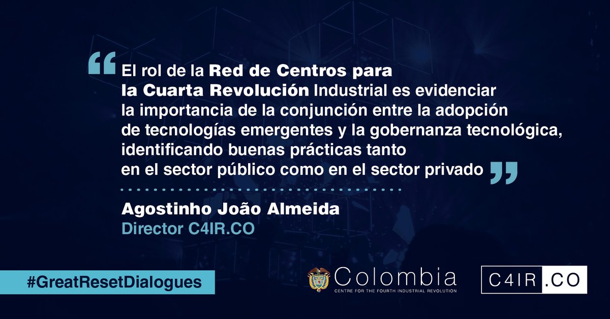 C4IRColombia's tweet photo. También habló sobre la relevancia de la Red Global de Centros para la Cuarta Revolución Industrial #C4IRNetwork para identificar buenas prácticas tanto en el sector público como en el sector privado 👇
#GreatResetDialogues https://t.co/He5q9tHu4W