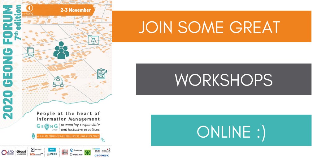 😀We're happy to announce the 'Software and #Data Interoperability in #Mapping and GIS: can you collaborate seamlessly with your partners?' workshop that @mapaction will run during the #GeOnG2020 on Nov. 2nd at 2:30pm! There is still time to register ➡️ live.eventtia.com/en/2020-geong-…
