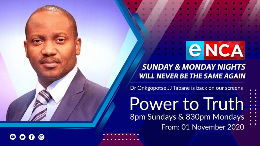 JJTabane's tweet photo. Exciting News!🕺🏾💃🏾
I will be back on your screens from Sunday, 1 Nov. #PowerToTruth - my brand new show on @ENCA will broadcast every Sunday 8pm &amp; Mondays 830pm.

Join me, let's use our voices to confront authority, call out injustices and demand change. Speaking truth to power. https://t.co/PjqgAuIup7