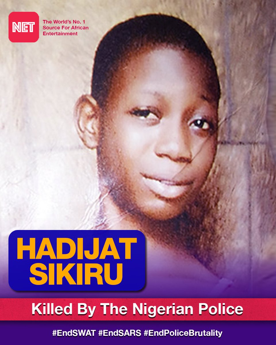 Hadijat Sikiru, a teenager, was shot dead by a trigger-happy policeman, who was said to be intoxicated while on duty, in the Adamo area of Ikorodu, Lagos, on Monday, March 18, 2019.Rest in peace. #EndSARS  