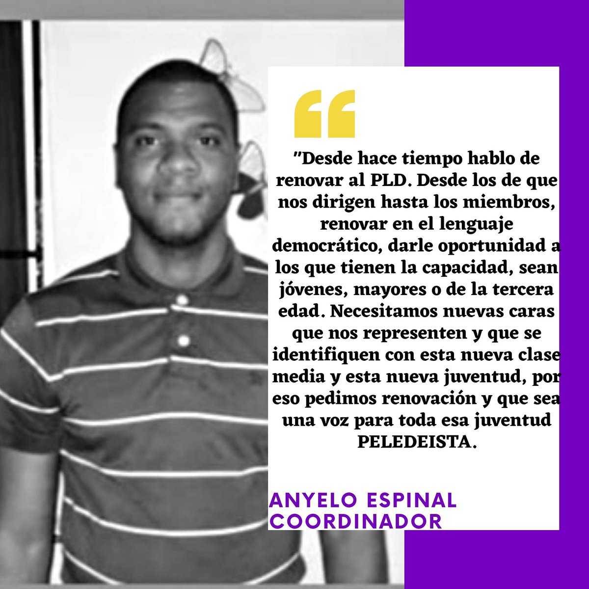 juventudpldc2dn's tweet photo. 𝕋𝕌 ℂ𝕆𝕆ℝ𝔻𝕀ℕ𝔸𝔻𝕆ℝ 𝕆ℙ𝕀ℕ𝔸!
@anyeloDN Uno de nuestros Coordinadores del Bloque Jose Martí opina sobre la #Renovacion del Partido. ⭐
- #YoCreoEnElRelevo
⭐⭐⭐⭐⭐
#CircunscripcionNo2 #JuventudC2 #juventud  #RENOVACIONPLD @c2dnpld @juventud_pld @pldenlinea https://t.co/ULNOhsLsmV