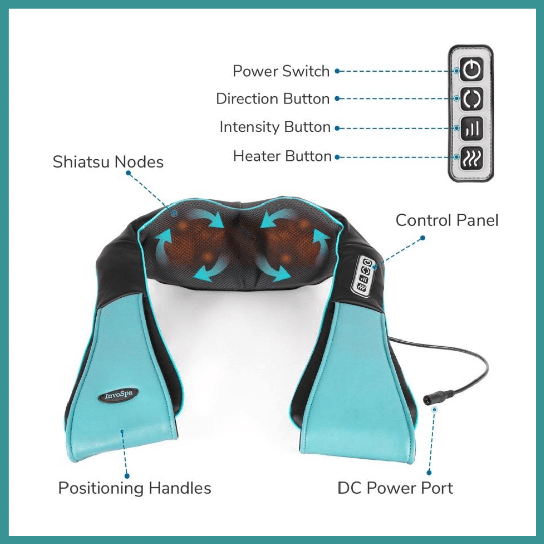 InvoSpa's tweet photo. This shoulder massager comes with 4 big nodes and 4 small nodes, which provide deep tissue massages, relieve sore muscles, and help you relax. #massager #shoulder #massage https://t.co/IEQZK8NXsx