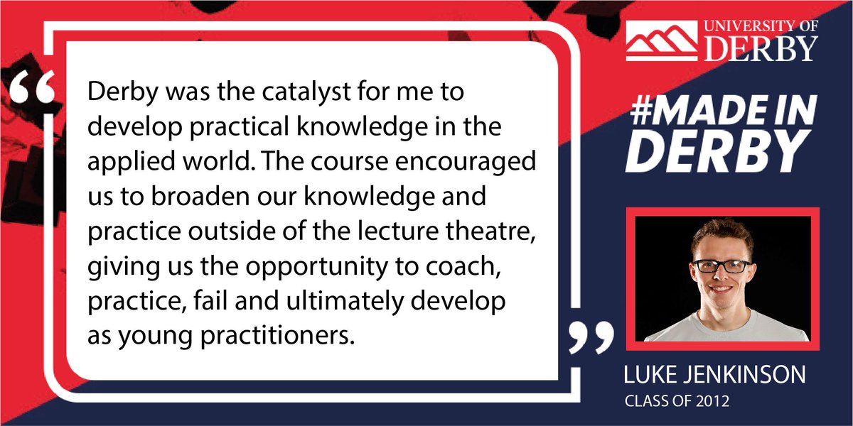 Derby Uni Alumni (@derbyunialumni) on Twitter photo Luke Jenkinson <a href="/lukegatus/">Luke Jenkinson</a> <a href="/DerbyUni/">University of Derby</a> Class of 2012 alumnus shares how he was #MadeInDerby. How were you made in Derby? We’d love to know! buff.ly/3ncQY2A Luke Jenkinson <a href="/lukegatus/">Luke Jenkinson</a> <a href="/DerbyUni/">University of Derby</a> Class of 2012 alumnus shares how he was #MadeInDerby. How were you made in Derby? We’d love to know! buff.ly/3ncQY2A