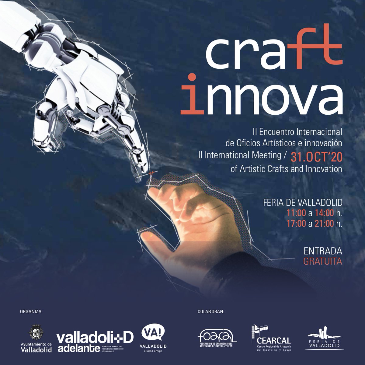 ideva_agencia's tweet photo. #CraftInnova
II Encuentro de Innovación y Oficios Artísticos
Organiza @AyuntamientoVLL, con  #Cearcal y #Foacal
#Creatividad #Artesanía e #Innovaciondigital 

🗓️ Sábado #31OCT en @feriavalladolid

Necesaria invitación, consíguela #gratis en https://t.co/css4LSGftA https://t.co/FNC7JN8pAL