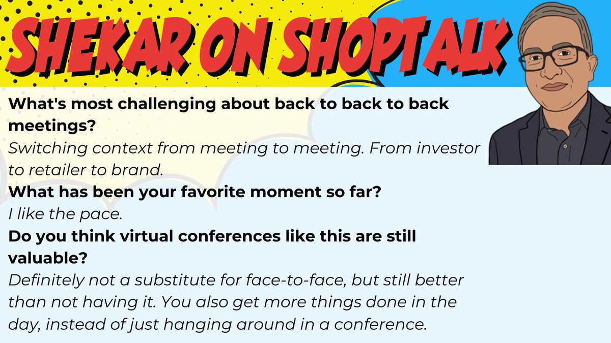 birdzi's tweet photo. Our fearless CEO, @shekarraman finished up three days of rapid fire meetings yesterday. Like many events and #conferences, @shoptalk meetup was done virtually rather than the traditional in person event in Vegas. Hats off to the organizers of the #shoptalkmeetup! #retailtech https://t.co/FvJh6DTJcP