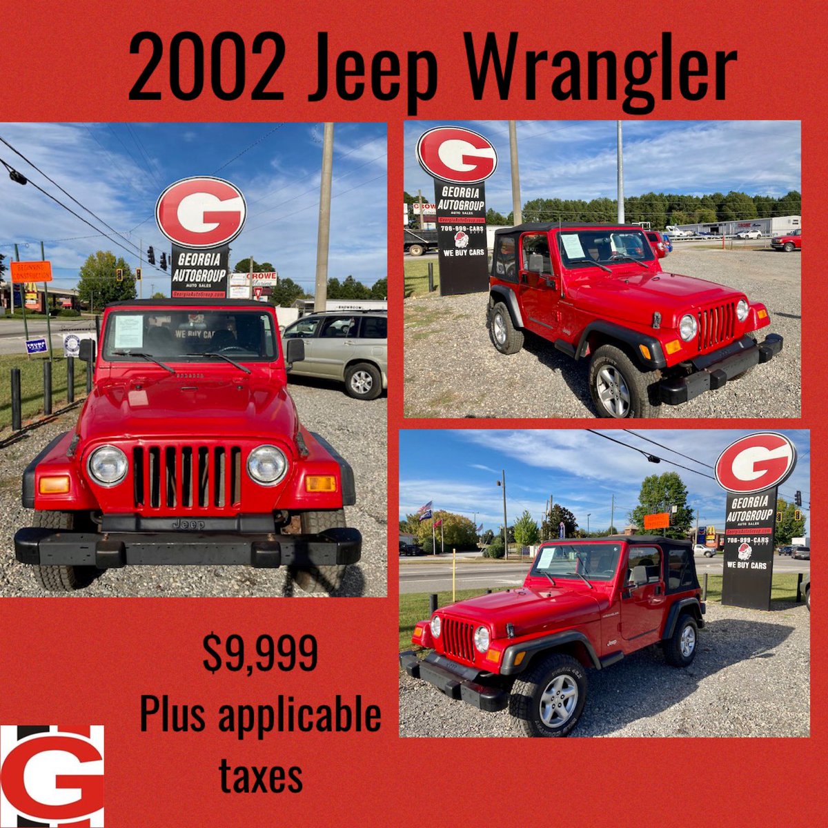 GAautogroup's tweet photo. 2002 Jeep Wrangler with only 150k! $9,999 plus applicable taxes! 👀👀
📲 (706) 999 2277
#jeepwrangler #jeep #wrangler #jeeplife #nodealerfees🚫 #eatonton #lakeoconee #ga #flowerybranch #cars #georgiaautogroup https://t.co/nIKWp9vLDc