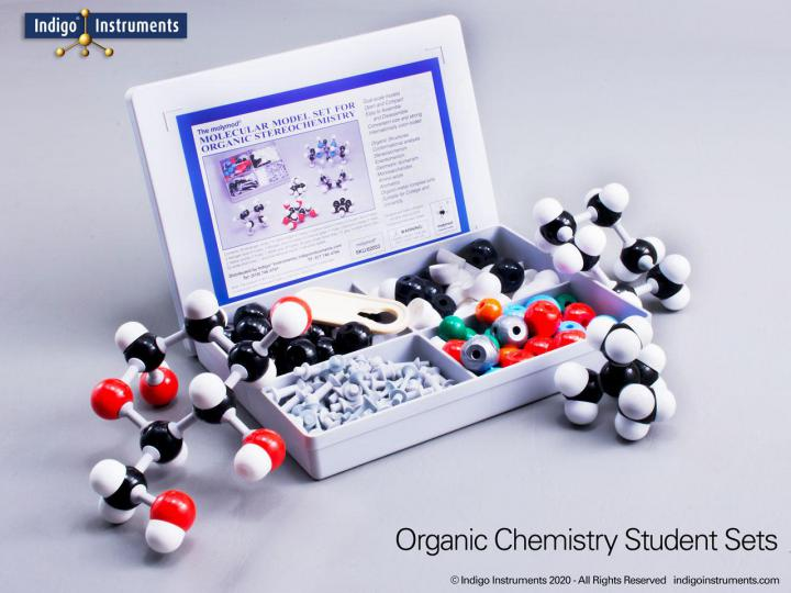 In chemistry , three-dimensional (3D) molecular model, where the atoms are represented by spheres whose radii are proportional to the radii of the atoms and whose center-to-center distances are proportional to the distances between the atomic nuclei is used in classes4/20