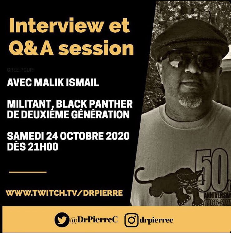 JMalikIsmail's tweet photo. Looking forward to my interview with Revolutionary Scholar Professor Dr. Pierre Desire Cras’ live from Paris, France @drpierrec #vanguardpanthers #blackpanthersparty #vanguardpanther #thevanguardshow #thevanguardshowpodcast #bpplegacy #bpplegacykeepers #fromoldguardtovanguard https://t.co/eWIaOCD5xn