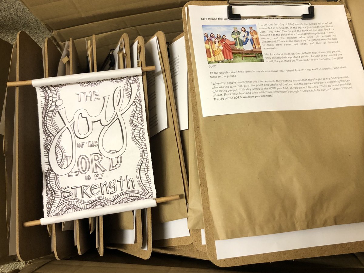 The 9.15am <a href="/StMarysPutney/">St Mary’s, Parish of Putney</a> might be on half term this week, but the children’s packs are ready for #biblesunday. A whole box of scrolls to be made and activities to do during the 10.30am service! Join us in church or online. Preacher: Rev’d Daniel @trottdm    <a href="/biblesociety/">Bible Society</a>