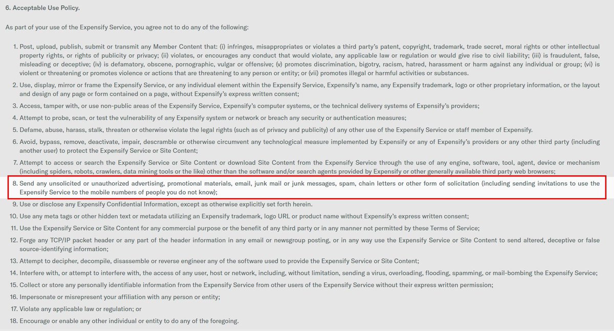 CSteckroth's tweet photo. @dbarrett @businessinsider I guess the CEO is exempt from abiding by the guidelines set in Expensify's EULA.  This is not integrity, this is abuse of customer data. https://t.co/6UG2emSWwj