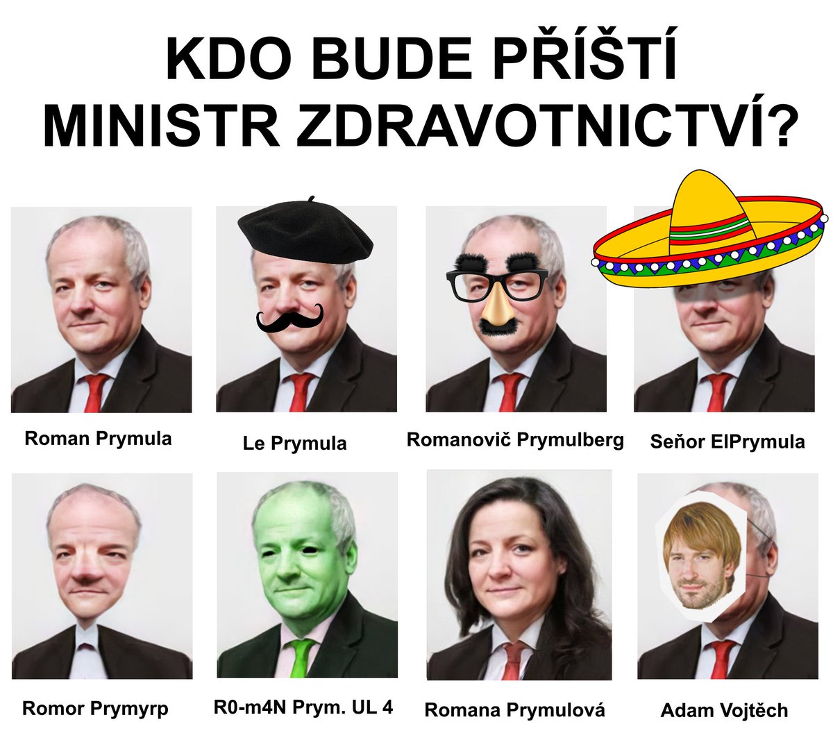 efkocz's tweet photo. V reakci na nedávný skandál Romana Prymuly @profesorPrymula se rozvířily spekulace o tom, kdo bude do budoucna ministrem zdravotnictví. Náš nejobjektivnější deník pro vás připravil seznam možných kandidátů, kteří by se postu mohli v dalších dnech uchopit. https://t.co/IAWPEIgRbC