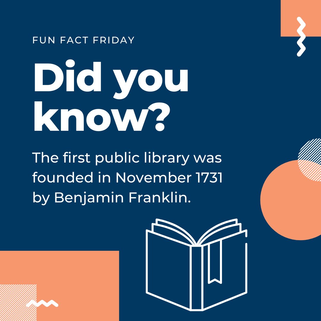 Benjamin Franklin founded the Library Company of Philadelphia, the first American public library, in November 1731. #FunFactFriday

Source: American Library Association

#english #cordmn