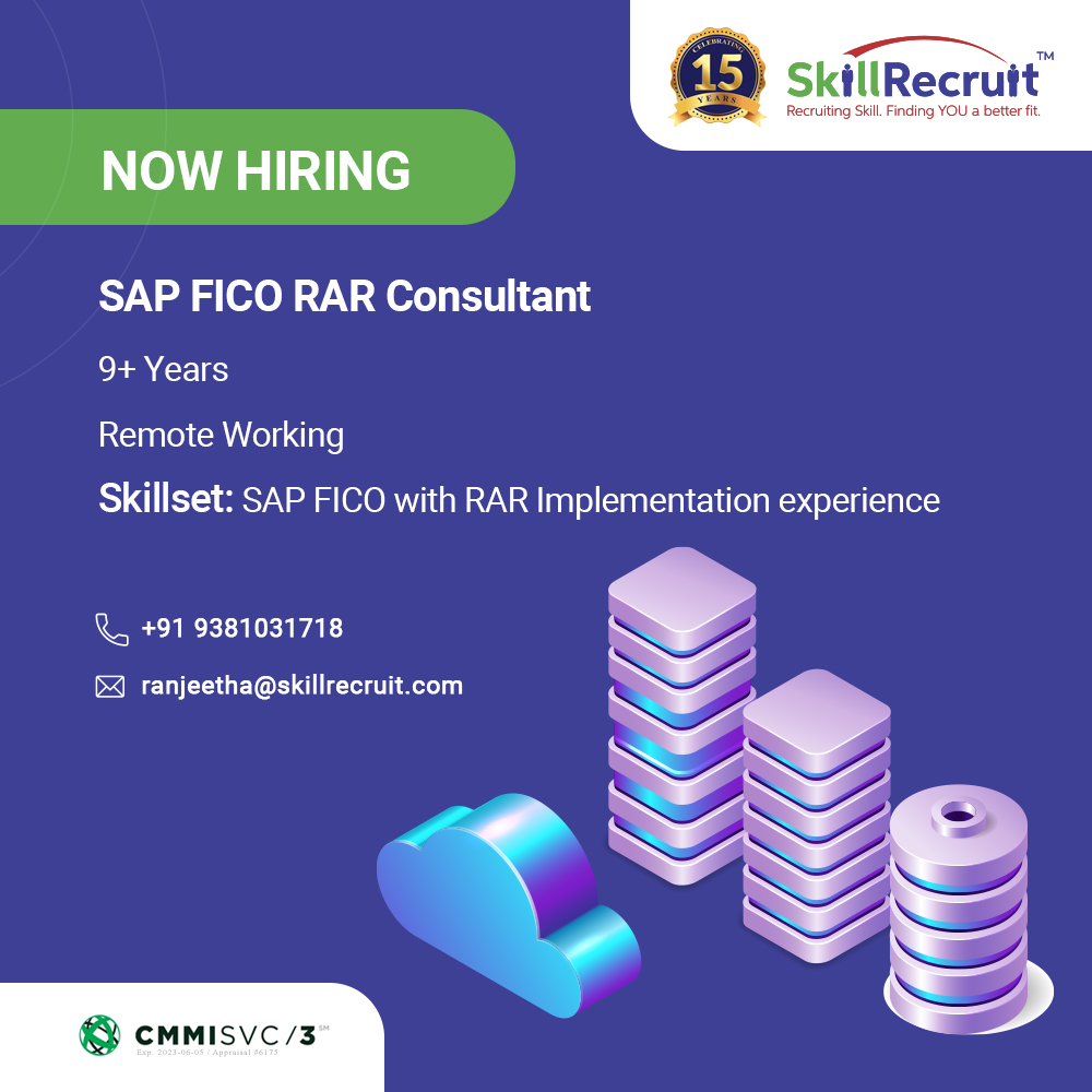 SkillRecruit's tweet photo. Are you an SAP FICO RAR Consultant with 9+ years of experience? We have an opening just right for you!

Contact us now!

#SkillRecruit #Skilliantech #NowHiring #NowRecruiting #Engineers #SAP #FICO #EngineersRequired #JobOpening #EngineersWanted #Hyderabad #JobsIndia #JobSeekers https://t.co/JyatYEdi4y