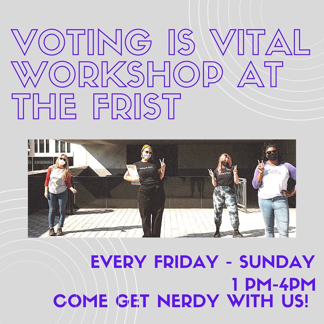BriteHeartNow's tweet photo. #VotingIsVital is back at the @fristartmuseum this weekend, Friday-Sunday, 1PM-4PM. Let's review what’s on the ballot + check out @EquityAlliance1 voter guides + @plzvotenash ballot breakdowns. Come hang with us in the courtyard by  BLOOD AT THE ROOT 🗳️💫 https://t.co/LH4P2jf3dr
