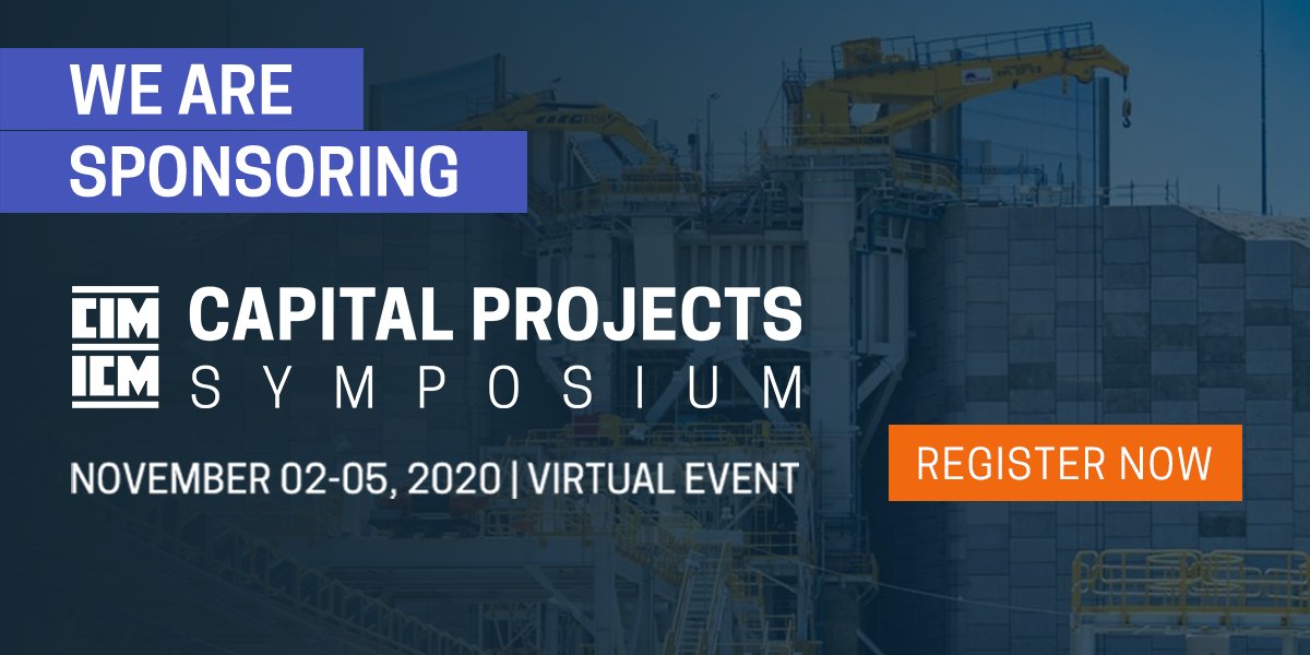We're excited to announce our sponsorship of @CIMorg Capital Projects Symposium, virtual event from Nov. 2-5!

Don't miss out on this great opportunity to discuss project delivery and new ideas with industry experts. Register here: bit.ly/3mcpkkJ !

#CapitalProjects2020