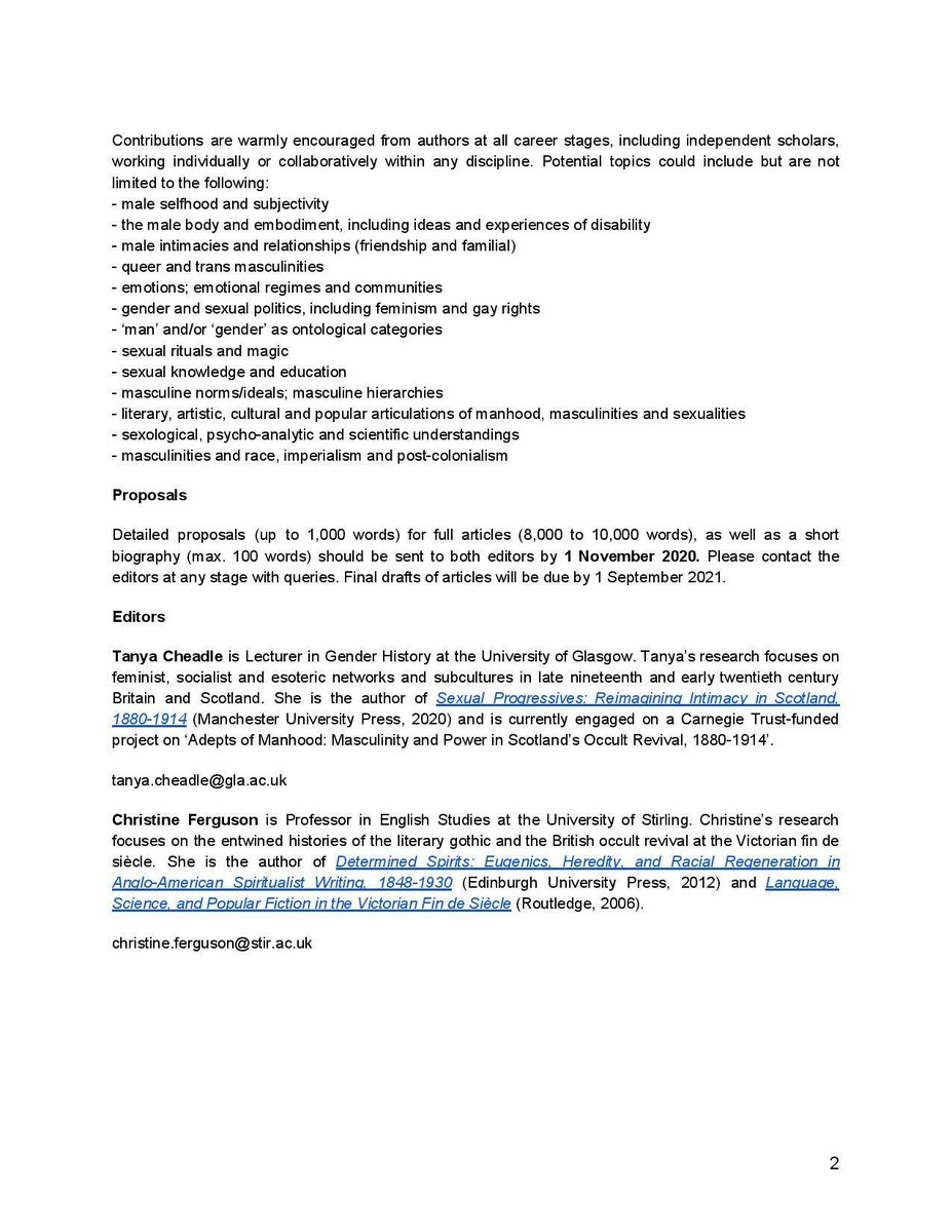 CorrJournal's tweet photo. There's only a little more than a week left to submit your proposals for Correspondences' special issue, "Masculinities, Sexualities and Esotericism." Proposals for full articles should be sent to both editors by 1 November 2020. See CfP for full details (PDF available too). https://t.co/Zi0n8ieLgG