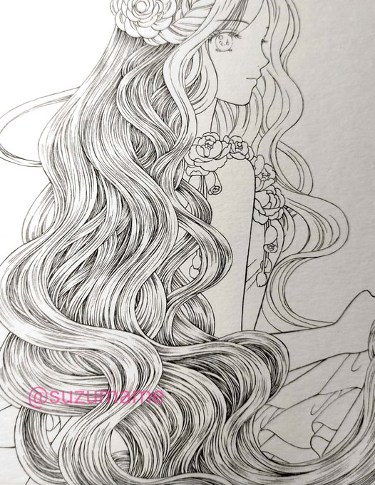 アナログイラスト #ボールペン画 #線画 #イラスト進捗 柔らかくて