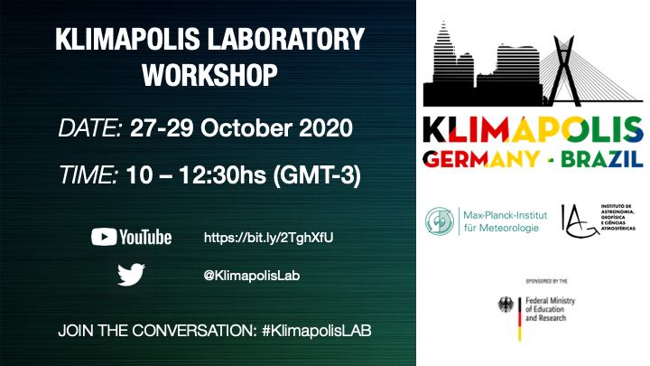 KlimapolisLab's tweet photo. Join us next week for the #KlimapolisLAB Workshop! On 27-29 October, from 10-12:30hs (GMT-3). You can follow the live stream via our YouTube channel: https://t.co/q67W1cXiWo
#Brazil #Germany #Cities #UrbanAreas #Climate #ClimateImpacts #Science #AirQuality #RealWorldLabs https://t.co/qhOozjmASY
