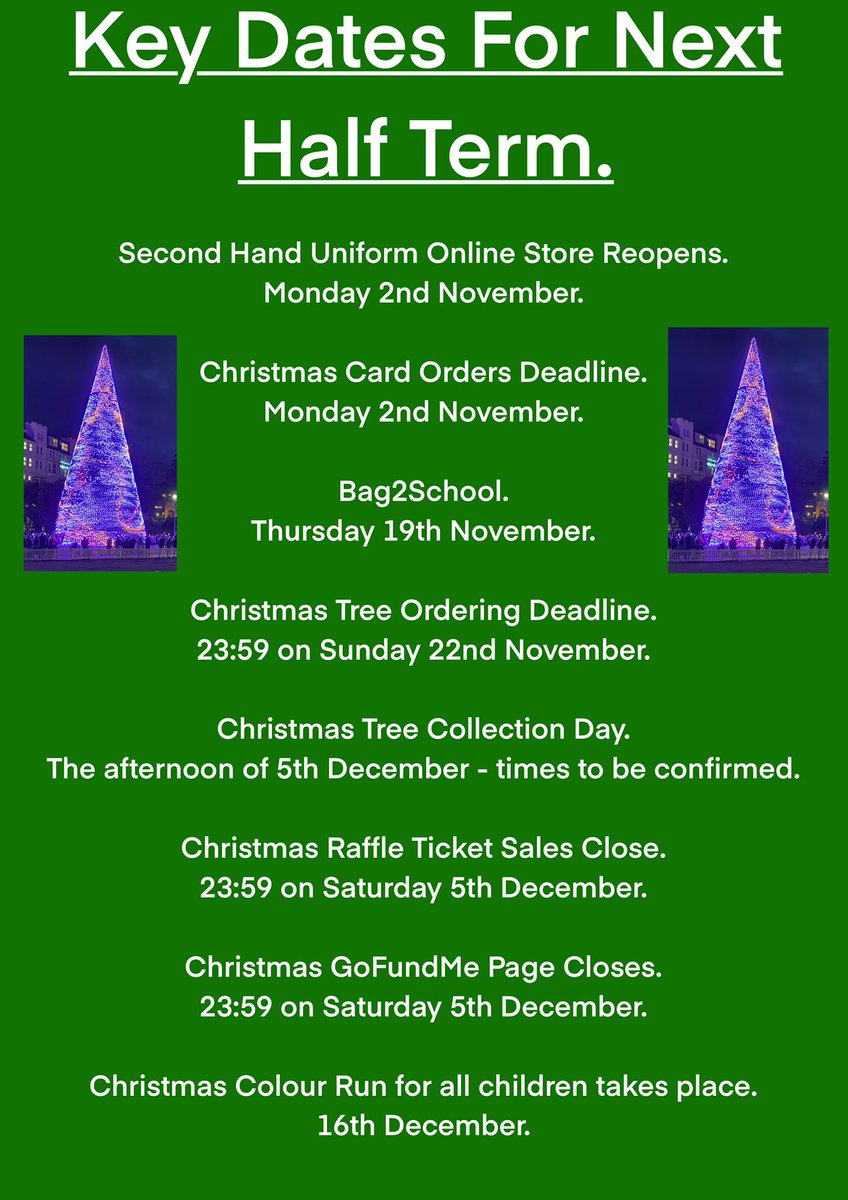 Please support these events if you can.

Order a Christmas tree - bit.ly/powchristmastr…

Buy Christmas Raffle Tickets - bit.ly/powchristmasra…

Donate to our Christmas Crowdfunding page - bit.ly/WCFundraiser20…

Have a great half term

@WellsteadPri