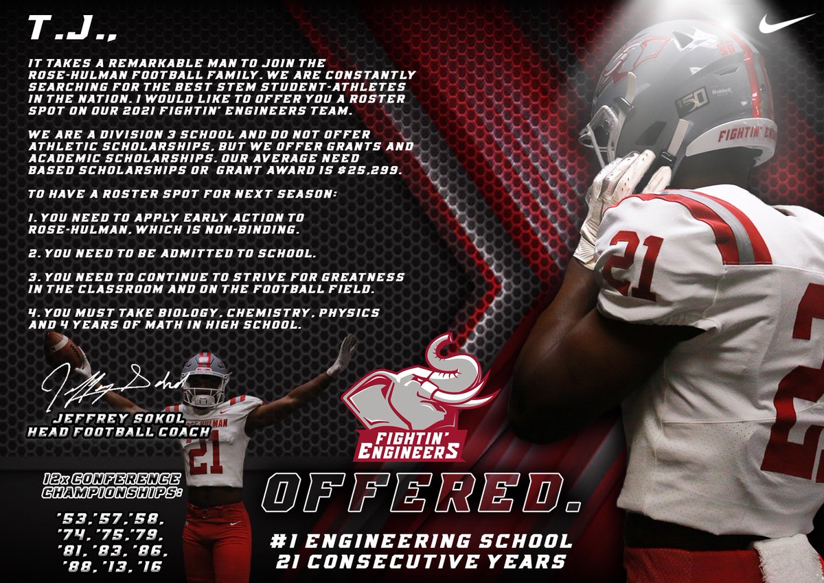 Blessed and thankful to announce that I have received an offer from <a href="/RoseHulmanFB/">Rose-Hulman Football</a> thanks <a href="/Coach_Lantz/">Eric Lantz</a> ! <a href="/CoachMarkElder/">Mark Elder</a> <a href="/MoellerFootball/">Archbishop Moeller Football</a> <a href="/BigMoeFootball/">Moeller Football</a>