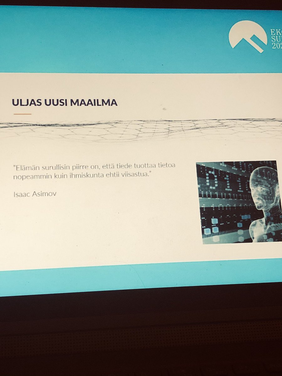 Tiede tarjoaa tutkituinta saatavissa olevaa tietoa ja kehittyy jatkuvasti. Valitettavasti meidän inhimilliset  heikkoudet aiheuttaa sen soveltamiselle suurimman uhan.  Teknologiaosaamisen rinnalla haluaisin vahvistaa ihmisten psykologista pääomaa. #kestavakehitys 
#Ekonomisummit