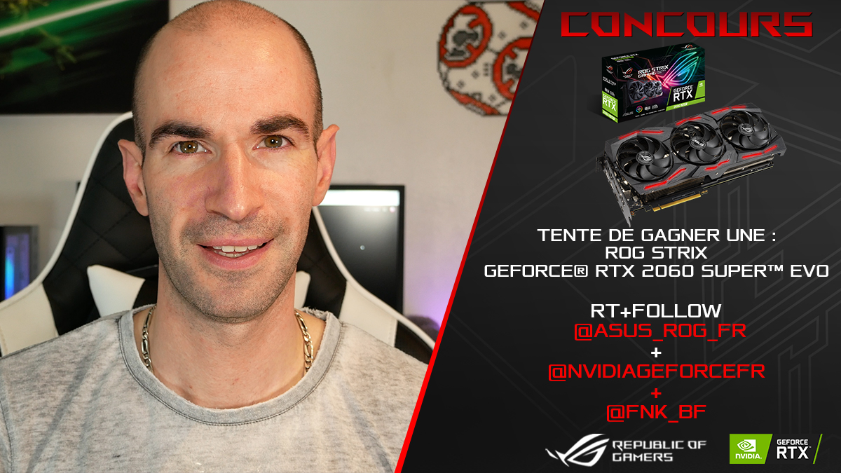 FnK_BF's tweet photo. Salut à tous🎉

Avec Nvidia &amp; ROG, on vous fait gagner une ROG Strix GeForce® RTX 2060 SUPER™ GAMING !

➡️https://t.co/65wvvWVIMo

RT + Follow :

@FnK_BF

@ASUS_ROG_FR

@NVIDIAGeForceFR https://t.co/rn8DryH8Yx