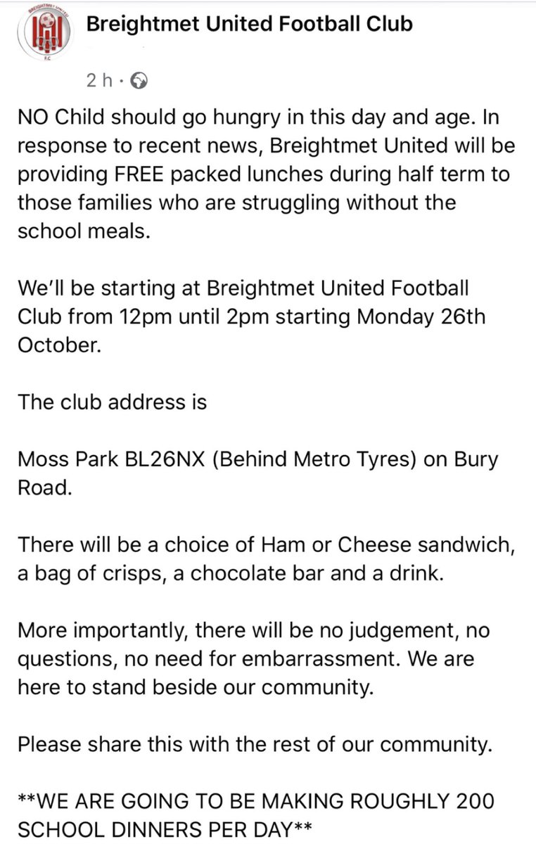 BreightmetUtdFC's tweet image. NO CHILD SHOULD GO HUNGRY!

We support you @MarcusRashford ⚽️
