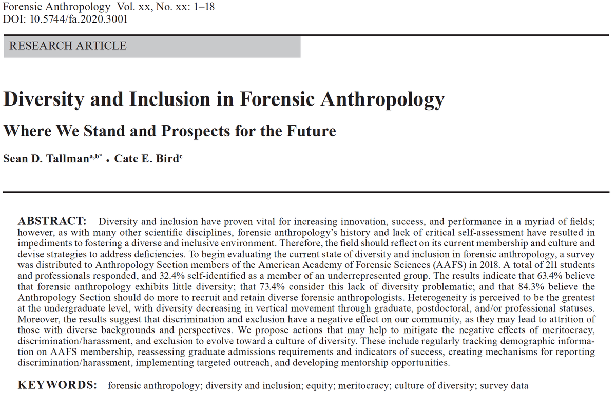 FabLabBU's tweet photo. Bittersweet publication! "Diversity and inclusion in forensic anthropology: Where we stand and prospects for the future" @JForensicAnth with Cate Bird finally on early view just days after the dismantling of the AAFS Anthropology D&amp;I Committee... https://t.co/durxpiGELy https://t.co/7ROMCXS4WY