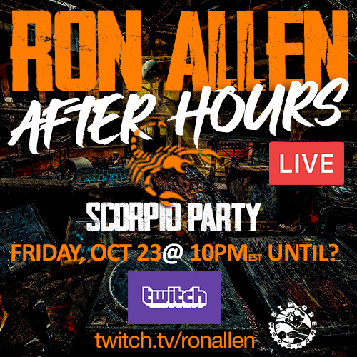ronallen's tweet photo. TONIGHT! #Scorpio Edition of #Afterhours with @ronallen #live stream @Twitch @10pm until 
https://t.co/NLTzwFcMyG #dj  #lockdown #housemusic #deephouse #soulfulhouse #afrohouse #techhouse #techno #classichouse #disco  #scorpioseason #october #november #scorpioseason #vote https://t.co/JzdKVm82li