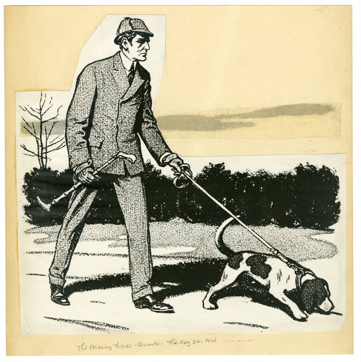 We end this week  @SherlockUMN  @umnlib w/ a sniffing dog. You've see this Steele illus before as a Collier's cover, but not a cut & paste version for "The Missing Three-Quarter." We hope you can take a walk this weekend, w/ or w/out a dog. Be well.  http://purl.umn.edu/99262 